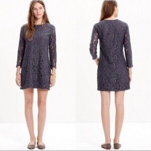Madewell Grey Lace Long Sleeve Shift Dress